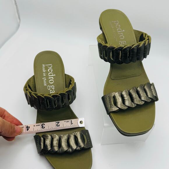 Pedro Garcia olive green kitten heel sandals with braided straps size 37 - Picture 7 of 10